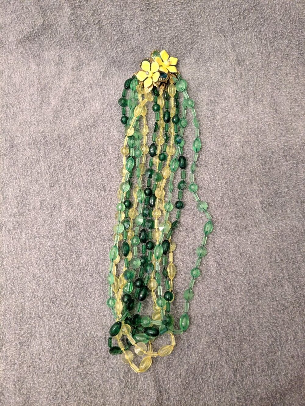 Vintage 3 Strand Necklace with Floral Clasp